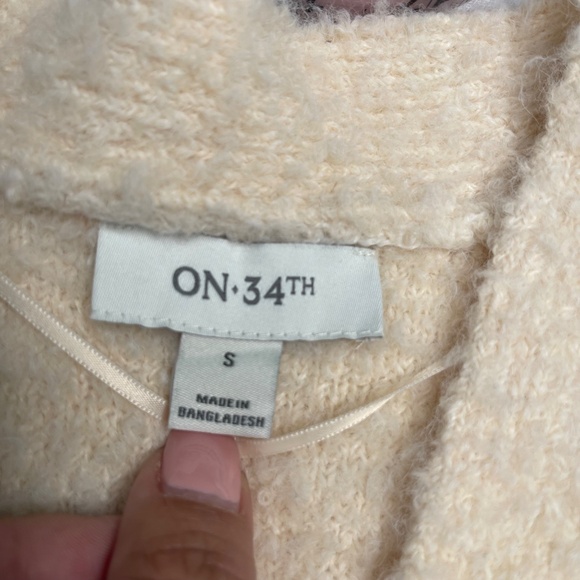 Bohemian  Boucle long, open-front duster cardigan, in PASTEL ROSE TAN size S - Picture 5 of 13